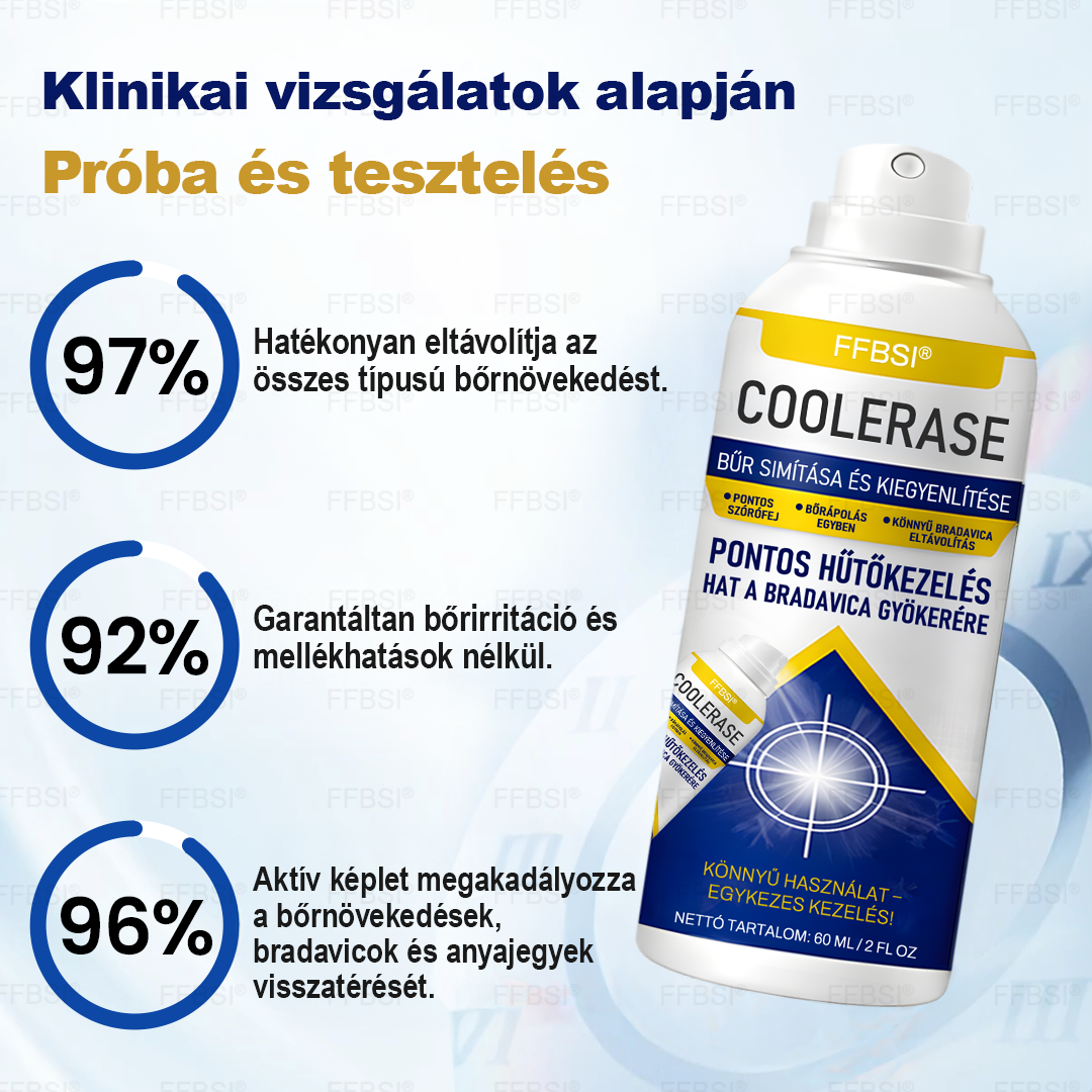 FFBSI® CoolErase Bőrregeneráló Spray (Szemölcsök, Hólyagok, Ekcéma, Pikkelysömör, Bőrkinövések, Akne, Bőrcímkék, Hegek, Anyajegyek)