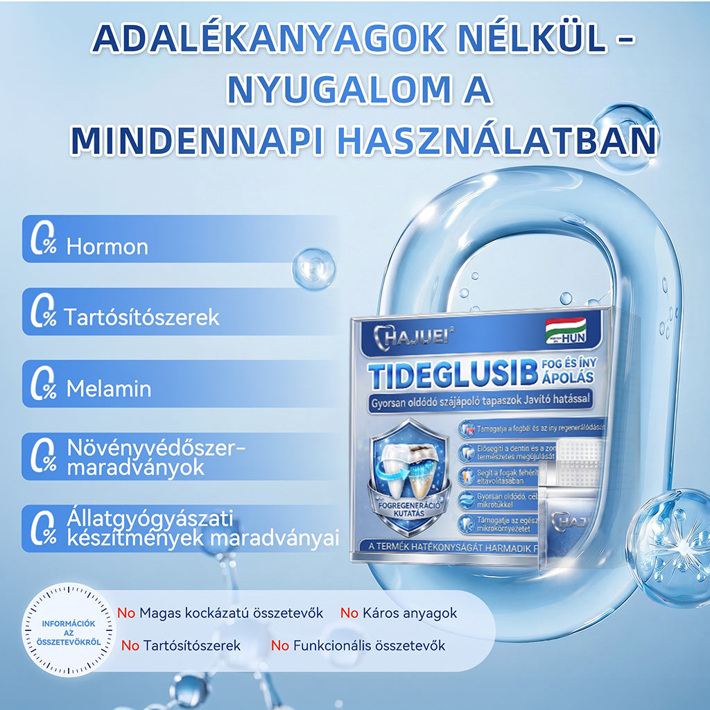 🦷HAJUEI® Tideglusib Fog & íny Javító mikrotűs tapasz | Fejlett őssejt-aktiváló fogcsíkok (újjáépíti a fogzománcot és a dentint • erősíti az ínyt • megszünteti a fogkövet és a szagokat • megállítja a fogérzékenységet)