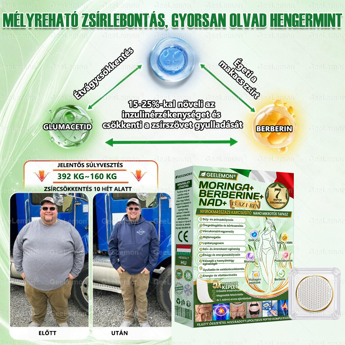 𝐆𝐞𝑒𝐿𝑒𝐦𝐨𝐧® 👩‍⚕️ Glumasetide 8 az 1-ben Karcsú és Egészséges Nano Mikrotűs Tapasz