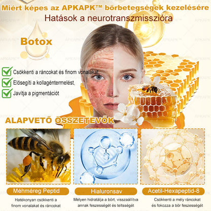 APKAPK®  Méhméreg krém a bőr megújítására 🐝 segít megoldani olyan bőrproblémákat, mint: ráncok, hegek, pigmentfoltok, striák, akné, pikkelysömör, ekcéma, bőrelváltozások, irritációk, gyulladások és egyéb bőrpanaszok.