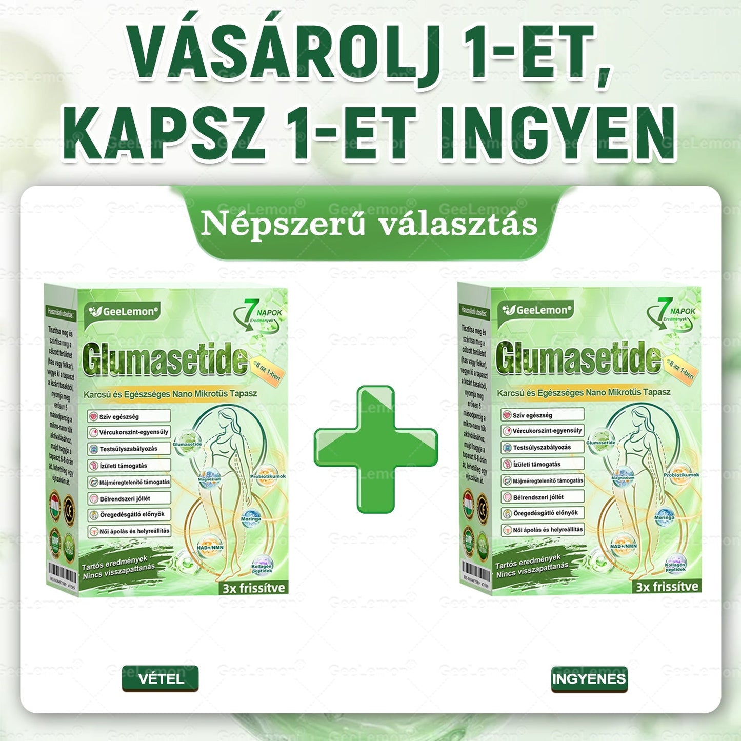 Magyar hivatalos bol 👩‍⚕️ 𝐆𝐞𝐞𝐋𝐞𝐦𝐨𝐧® 8 az 1-ben karcsúsító nano mikrotűs tapasz 🇭🇺 Napi egyszeri használat ✅ 7 napon belül látható eredmény – Alkalmas elhízás, szív- és érrendszeri problémák, cukorbetegség és ízületi problémák kezelésére