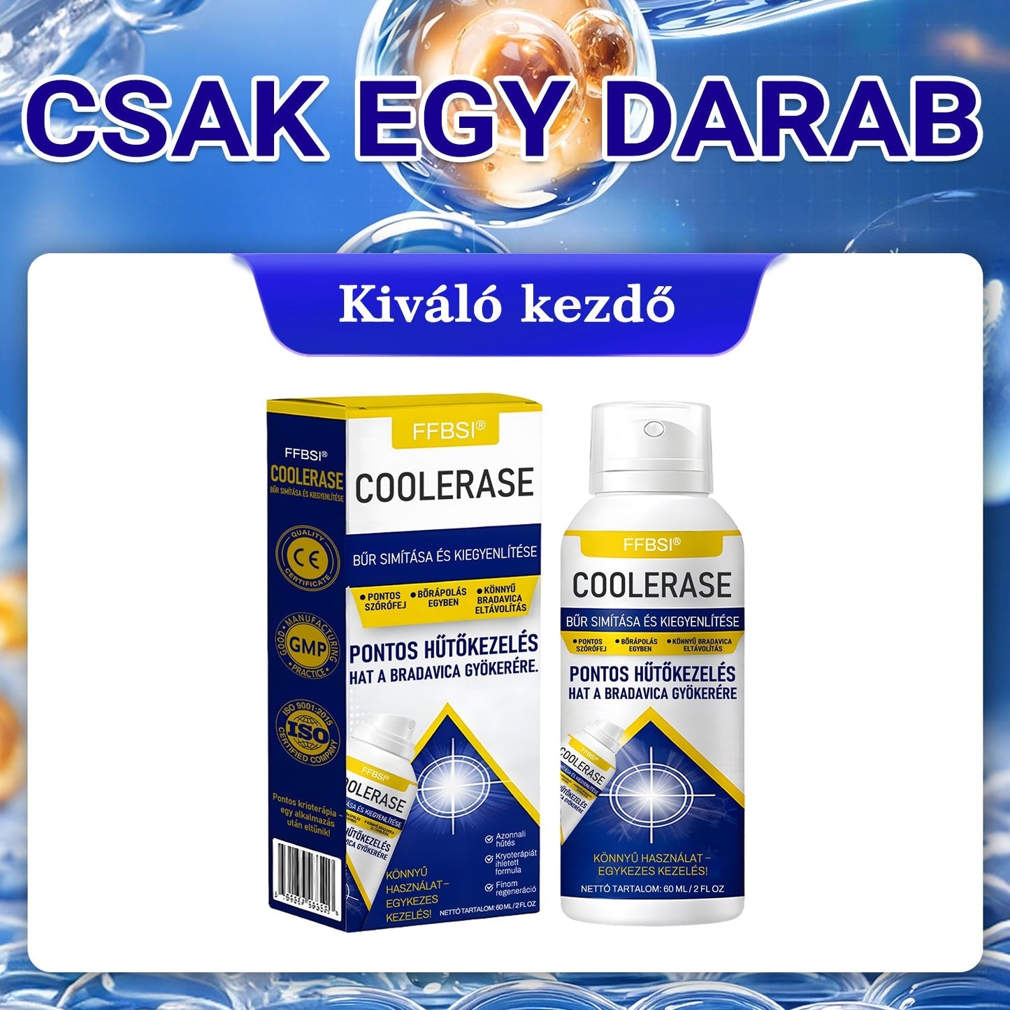 FFBSI® ❄ CoolErase Bőrregeneráló Spray (Szemölcsök, Hólyagok, Ekcéma, Pikkelysömör, Bőrkinövések, Akne, Bőrcímkék, Hegek, Anyajegyek)