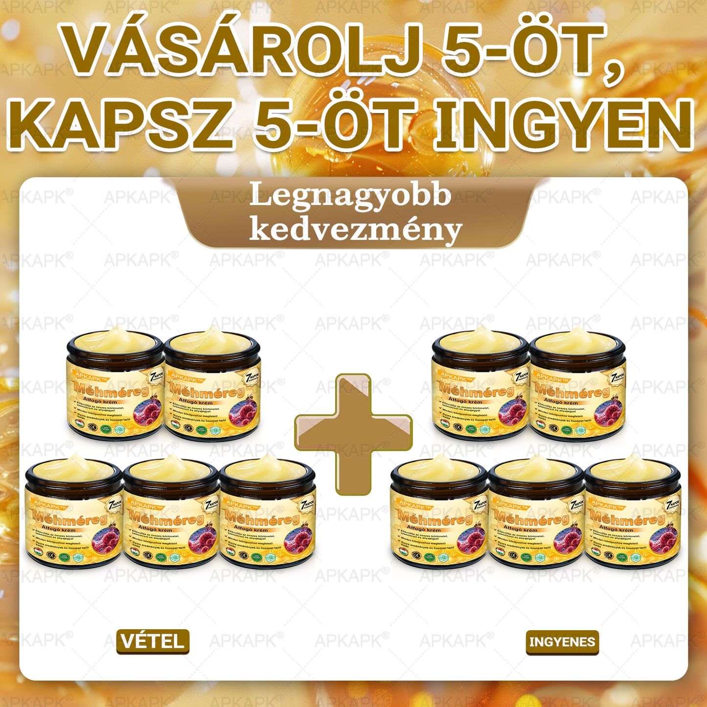 APKAPK®  Méhméreg krém a bőr megújítására 🐝 segít megoldani olyan bőrproblémákat, mint: ráncok, hegek, pigmentfoltok, striák, akné, pikkelysömör, ekcéma, bőrelváltozások, irritációk, gyulladások és egyéb bőrpanaszok.